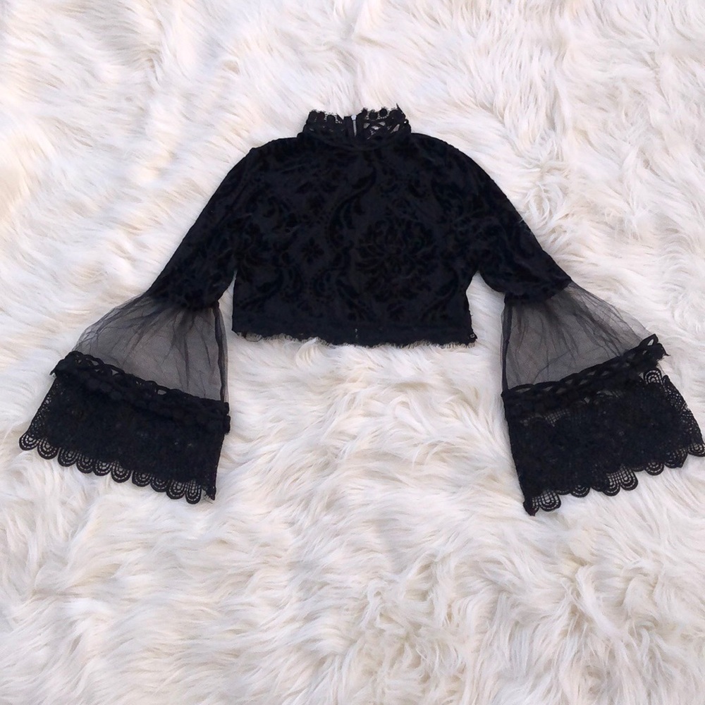 NEW!! Black lace crop top